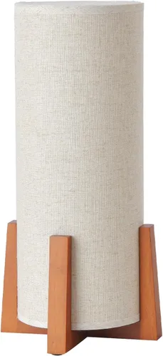 Vista 8 de KUNJOULAM Modernas lámparas de mesa pequeñas, lámpara de mesita de noche con pantalla de tela de lino, lámpara de mesa cilíndrica de 13.9 pulgadas