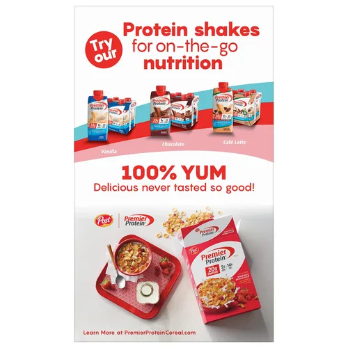 Vista 4 de Premier Protein Cereal de Proteína de Chocolate con Almendra, Copos de Cereal de Proteína Chocolateados con Almendras Rebanadas, Contiene 20g