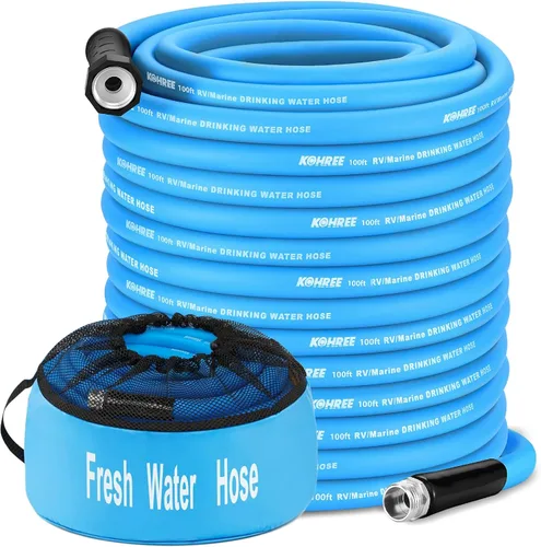 Vista 13 de Kohree Manguera de agua para autocaravana de 5/8 pulgadas x 15 pies, manguera de agua potable prémium con diseño sin torceduras, sin fugas, ligera