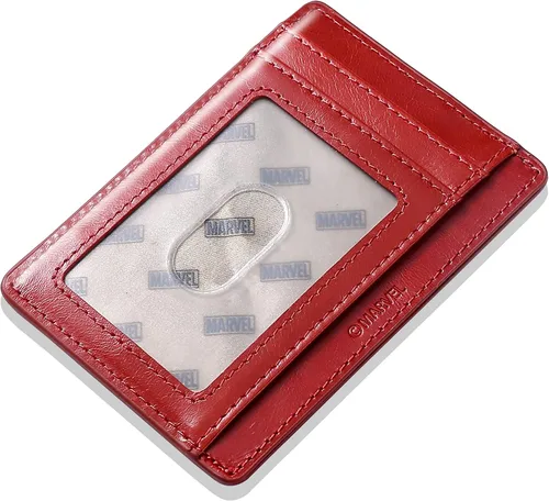 Vista 5 de NARYM Cartera de cuero genuino con personaje del Capitán América, delgada y minimalista de cuero frontal con bloqueo RFID para hombres y mujeres