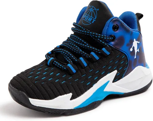 Vista 15 de Zapatos de baloncesto para niños antideslizantes y resistentes al desgaste Negro (4black)