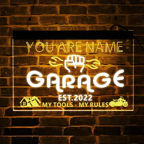 Vista 9 de Letrero de neón de garaje personalizado, Letrero LED de garaje, Luces LED de garaje, Letrero de luz de garaje personalizado, Letrero de madera