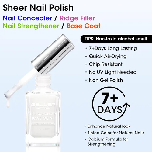 Vista 2 de GELLEN Esmalte de uñas iluminador 4 en 1, esmalte base para corrector