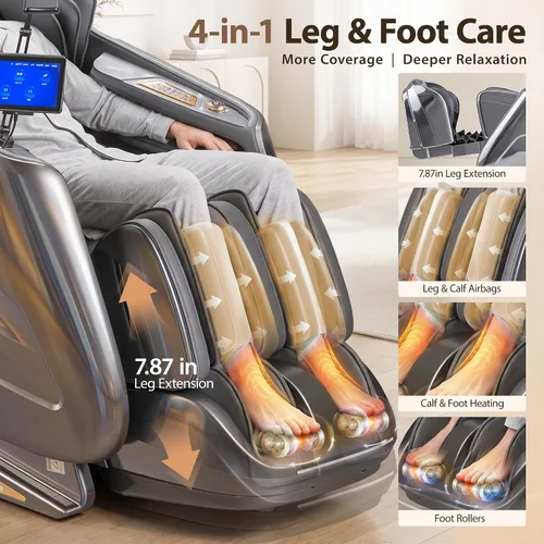 Vista 7 de Silla de masaje 4D de cuerpo completo, reclinable, gravedad cero Plateado