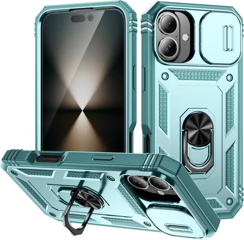 Vista 47 de Funda para iPhone 14, a prueba de golpes, resistente a los impactos, con lente deslizante protectora para iPhone 14 (6.1 pulgadas) (azul)