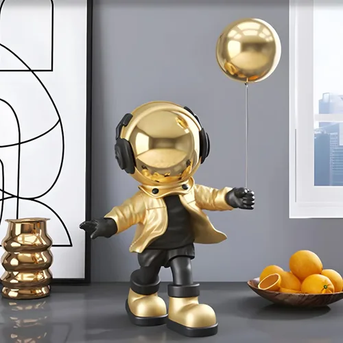 Vista 2 de Figura de astronauta, escultura de hombre espacial de resina con asa, para decoración de mesa del hogar, estantería, sala de estudio, decoración