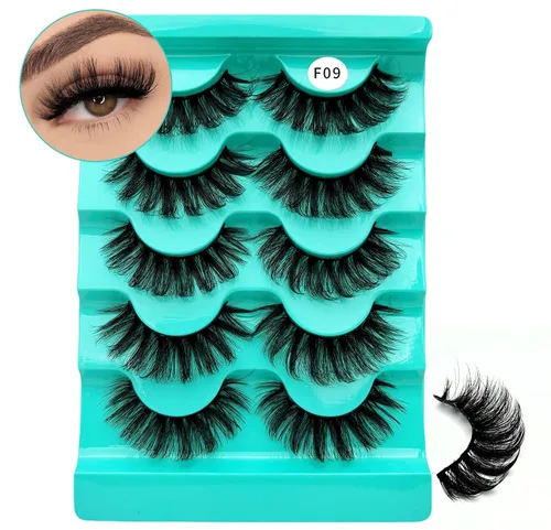 Vista 7 de Pestañas postizas de visón con volumen que parecen extensiones glamorosas y rizadas, paquete de 5 pares