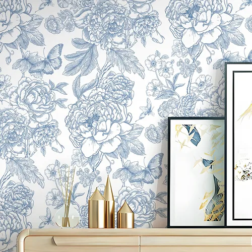 Vista 14 de Safiyya Papel tapiz adhesivo floral para despegar y pegar, 78.7 x 17.3 pulgadas, papel de pared blanco y beige, moderno, neutro, autoadhesivo