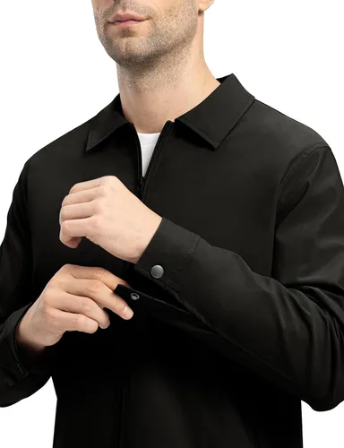 Vista 2 de TBMPOY Chaquetas ligeras para hombre, cortavientos ligeros, con cremallera completa, casual, para trabajo, golf, negocios, otoño, abrigo