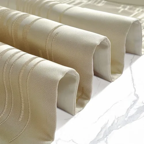 Vista 3 de Caminos de mesa bordados beige de 13 x 72 pulgadas de largo con borlas de lujo, líneas geométricas abstractas modernas para decoración del hogar