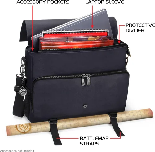 Vista 3 de ENHANCE Collector's Edition RPG Player's Essentials DND Bolsa - Bolsa de mensajero con exterior Dragon Hide que cabe de 2 a 4 libros, carpetas