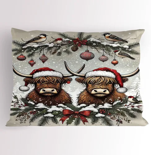 Vista 8 de Lunarable Juego de 2 fundas para almohada de otoño, tema vintage otoñal con estilo granja, ilustración de flores silvestres, artículo de cama