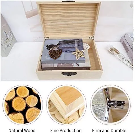 Vista 2 de Mocohana - Caja de madera para tesoro, caja para guardar joyas, tarjetas de colección, regalos y decoración del hogar