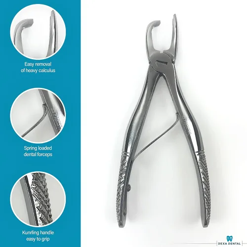 Vista 3 de Raspador de dientes para eliminar cálculos, pinza tártara, veterinario dental perro PET canino A+, instrumento de calidad, 4.5 pulgadas
