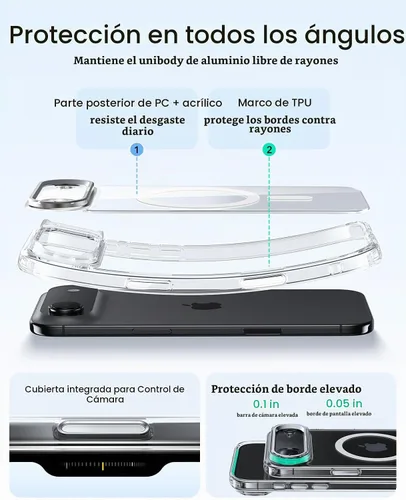 Vista 3 de ESR Classic - Funda híbrida para iPhone Air con soporte flexible Transparente