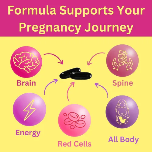 Vista 3 de Greenfield Nutritions - Vitaminas prenatales halal con DHA y ácido fólico, multivitamínico prenatal esencial para el embarazo con hierro, contiene