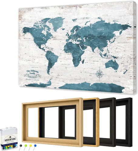 Vista 95 de IPIC - Lienzo con mapas de EE. UU. para decoración de pared, mapa con pin de empuje para marcar viajes, mapa de viaje impreso de EE. UU.