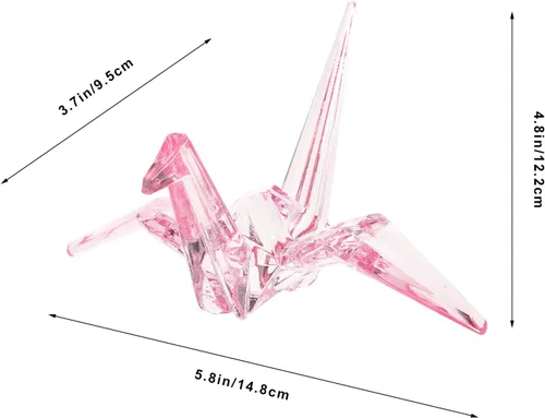 Vista 4 de TEHAUX Adornos acrílicos, estatua de grulla de origami transparente, figura en forma de grúa, figura de papel para decoración de mesa de comedor