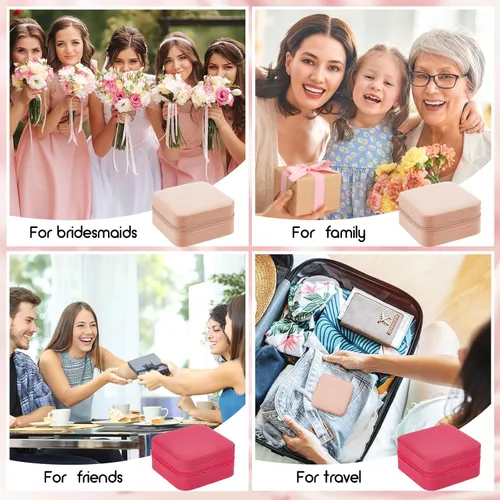 Vista 7 de Joyero de viaje de 6 piezas, organizador de joyas, pequeño joyero, cajas de regalo de dama de honor, mini organizador de almacenamiento, caja