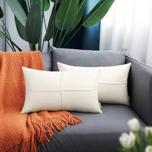 Vista 59 de BRAWARM Fundas de Almohada Decorativas de Cuero Sintético 12 X 20 Pulgadas, Fundas de Almohada Lumbar de Cuero Naranja Paquete de 2, Almohadas