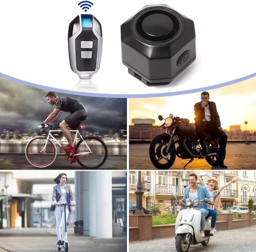 Vista 6 de Alarma de bicicleta USB recargable inalámbrica remota alarma de vehículo inteligente antirrobo cuerno de vibración con sensor de movimiento