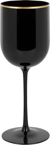 Vista 4 de PLASTICPRO Juego de 5 copas de vino de plástico con borde dorado, elegantes copas de vino de plástico duro en tallo de 12 onzas