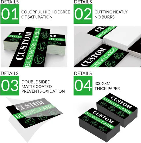Vista 2 de 100 tarjetas de visita personalizadas de impresión de doble cara, personaliza con tu logotipo, tarjetas personalizadas de 3.5 x 2 pulgadas