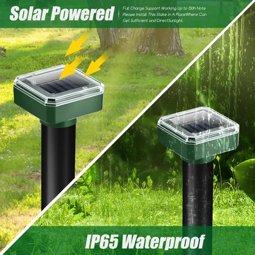 Vista 5 de Paquete de 8 repelentes de topos alimentado por energía solar, repelente ultrasónico de topos disuasorio para patio, repelente solar de roedores al