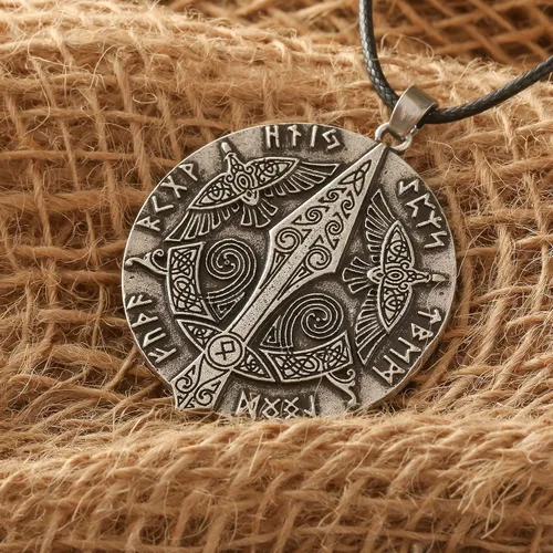 Vista 5 de HAQUIL Collar con colgante de amuleto de símbolo antiguo vikingo, regalo de joyería nórdica para hombres