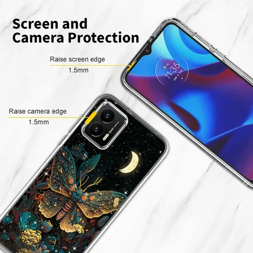 Vista 5 de Funda transparente para Motorola Moto G Stylus 5G 2023 con patrón de polilla de mariposa para mujeres y hombres, doble capa híbrida de poliuretano