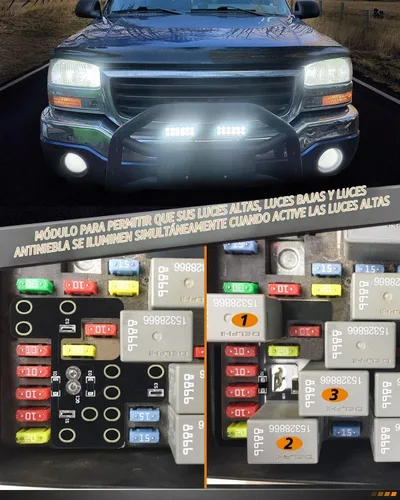 Vista 2 de Módulo de luz HERCOO para GM, 6 módulos de luz alta, luces antiniebla y luces bajas y altas se encienden simultáneamente Compatible con Chevy
