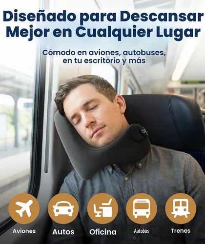 Vista 5 de Everlasting Comfort Almohada cervical mejorada para aviones - Reposacabezas de viaje de espuma viscoelástica para volar - Almohadas de viaje 2-Gris