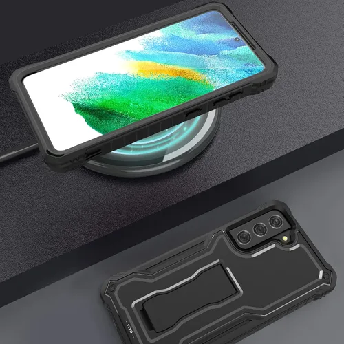 Vista 7 de FITO Funda para Samsung Galaxy S21 FE, doble capa a prueba de golpes resistente para teléfono Samsung S21 FE 5G con protector de pantalla, soporte
