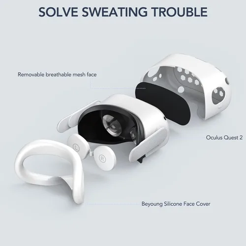 Vista 6 de HUIUKE Accessories for Oculus Quest 2 Quest 2 VR Face Cover, VR Shell Front Face Protector Cover and Protective Lens Cover (White)