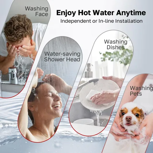 Vista 8 de Calentador de agua eléctrico sin tanque, ThermoMate de 8 kW a 240 voltios, calentador de agua caliente instantáneo bajo demanda para punto de uso
