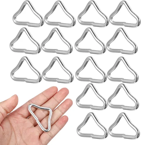 Vista 7 de BESPORTBLE 20 piezas de repuesto de hebilla triangular, anillos en V de acero inoxidable para piezas y accesorios de trampolín, anillos triangulares