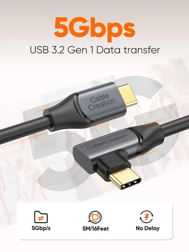 Vista 3 de CableCreation Compatible con Quest 2 Link Cable de 16 pies, cable USB C a C de 5 Gbps, cable de enlace VR compatible con Meta Quest ProQuest2Pico4