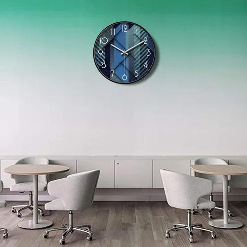 Vista 4 de Relojes de pared modernos que funcionan con pilas azules, reloj de pared analógico silencioso de gran pantalla, minimalista, redondo, tranquilo