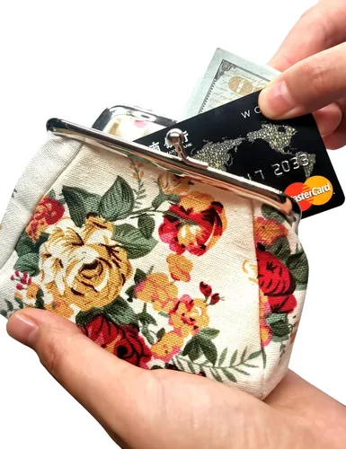 Vista 3 de POPUCT Bolso de mano con hebilla con patrón de flores para mujer, Blanco