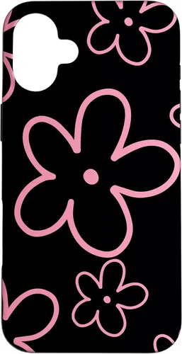 Vista 23 de Pink Black Flower Retro Modern Boho Floral Aesthetics Case for iPhone 17