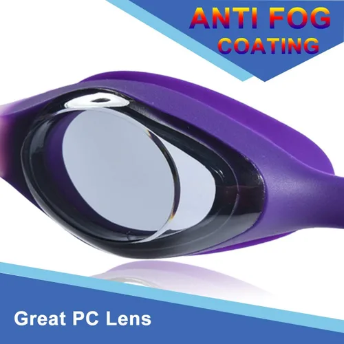Vista 2 de PHELRENA Gafas de natación para niños con tapones para los oídos, clip para la nariz, gafas de natación para niños con lentes antivaho
