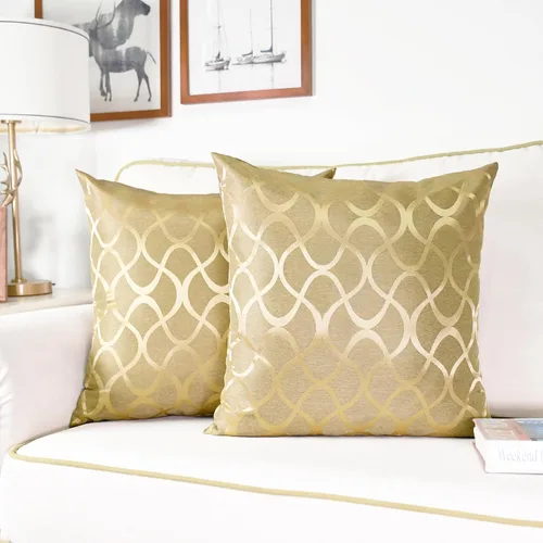 Vista 6 de CaliTime Juego de 2 fundas de almohada modernas, brillantes y opacos, con forma de onda, geométricas abstractas, para sofá, cama, sofá, decoración