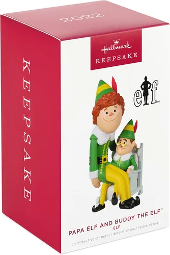 Vista 3 de Hallmark Keepsake Adorno de Navidad 2022, Papa Elf y Buddy The Elf