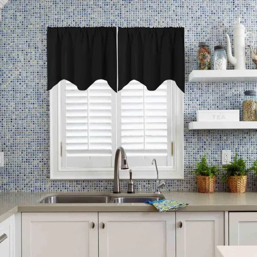 Vista 12 de Cenefa Blanco Puro Paquete de 2 - Cortinas de Liquidación para Sala de Estar, Baño y Dormitorio - Estilo Granja Festoneado, 18 Pulgadas de Largo