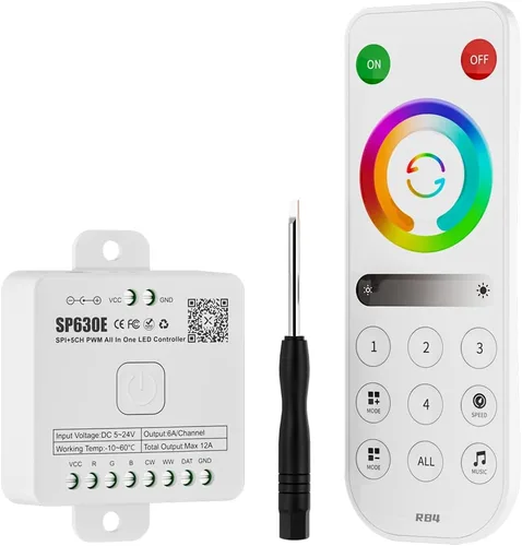 Vista 11 de BTF-LIGHTING RB3 2.4G Mando a distancia inalámbrico táctil RF para tira de luces LED RGB RGBW de persecución SPI, control de 4 zonas compatible