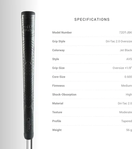 Vista 3 de Winn Golf Grips Dri-Tac 2.0 +1/8" - All Weather Non Slip Soft Cushioned Comfort, Shock Absorption & Durable Dry Polymer – Golf Club Handle