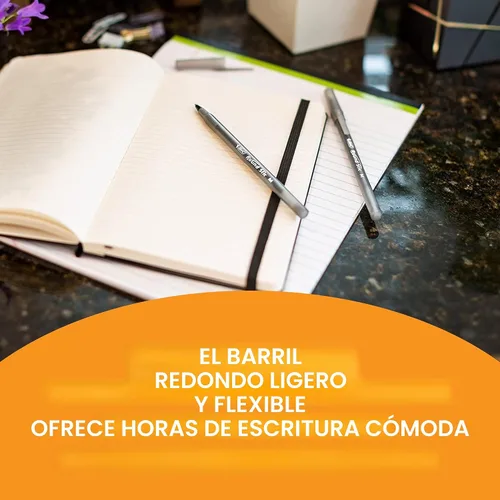 Vista 3 de BIC Round Stic Xtra Life - Bolígrafos negros de punta media (1.0mm), paquete de 10 bolígrafos de granel, barril redondo y flexible para escribir
