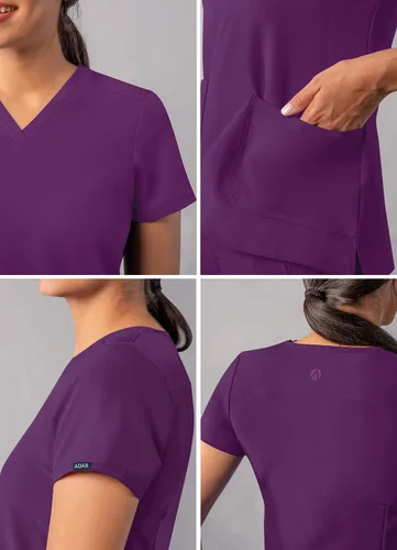 Vista 4 de Adar Addition - Ropa quirúrgica para mujer, moderna camiseta médica con cuello en V