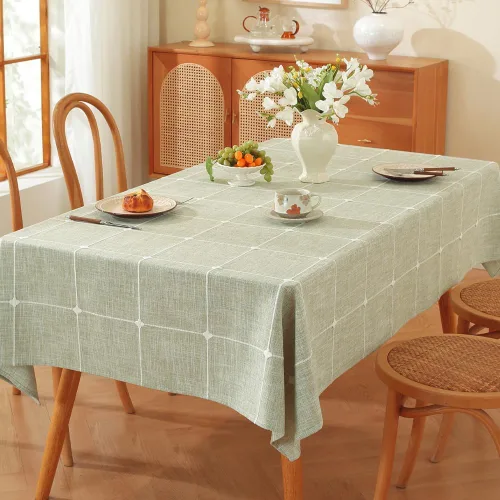 Vista 7 de TruDelve Cotton Square Tablecloths 52x52 Inch Card Table Tablecloth Blue Fabric Farmhouse Tablecloth(Blue,52"x52",Square)