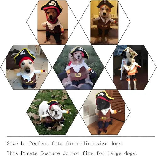 Vista 6 de Disfraz para perro de piratas del Caribe (talla L)